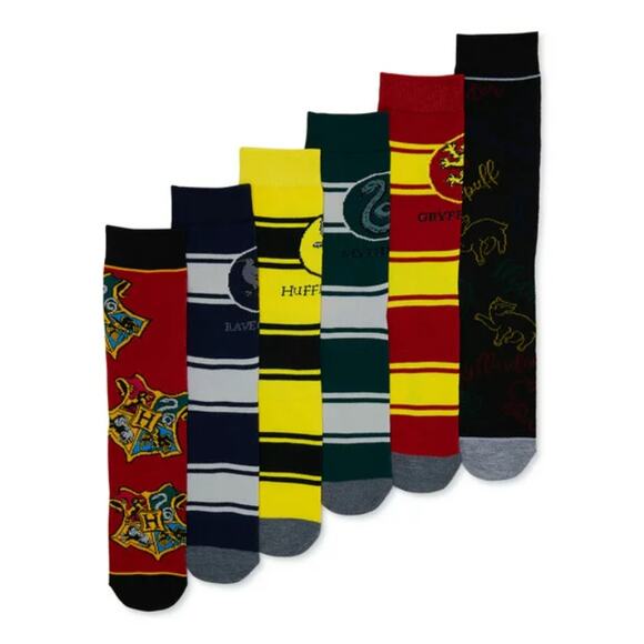 Harry Potter Hogwarts Casual Crew Socks-6 Pairs - Picture 1 of 3